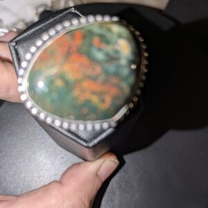 Elegant Green and Brown Bloodstone Ring. Size 9.25